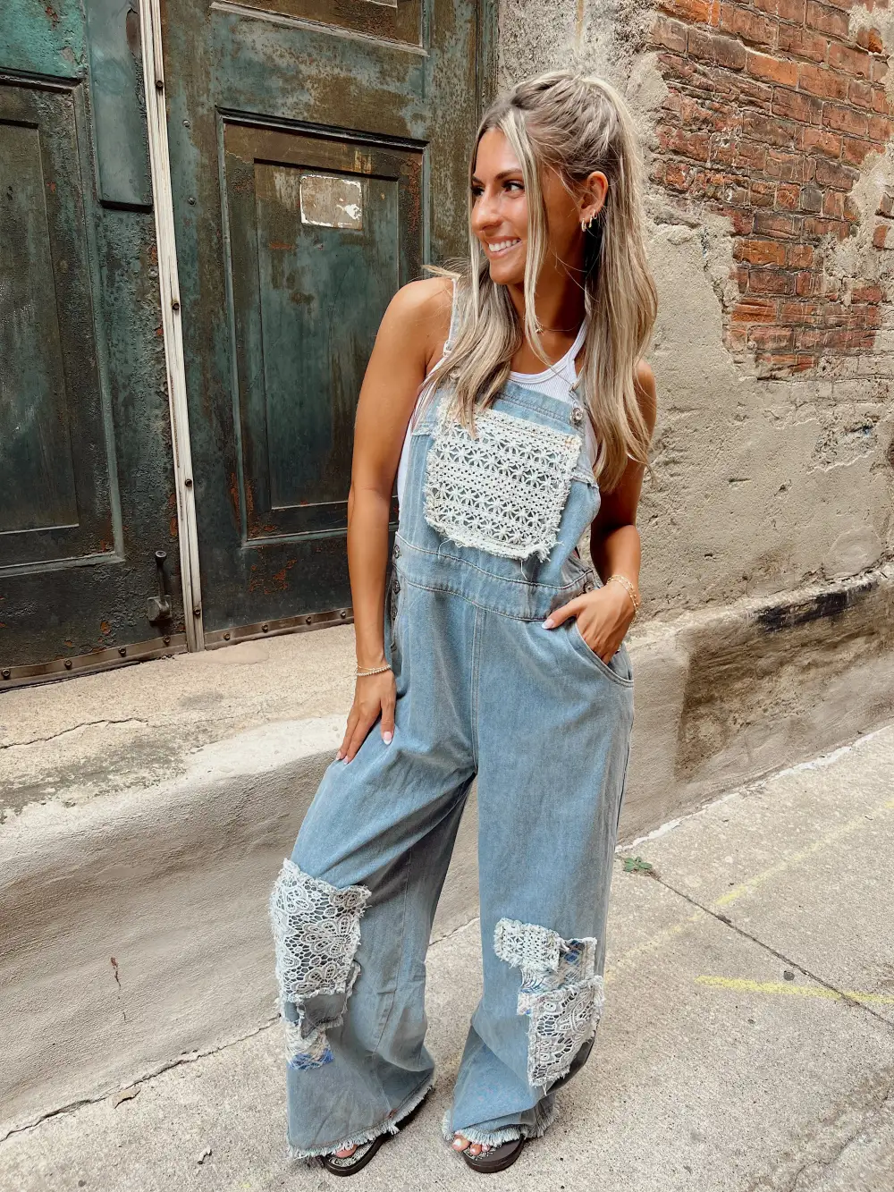 PREORDER Small Town Denim Patchwork Overalls