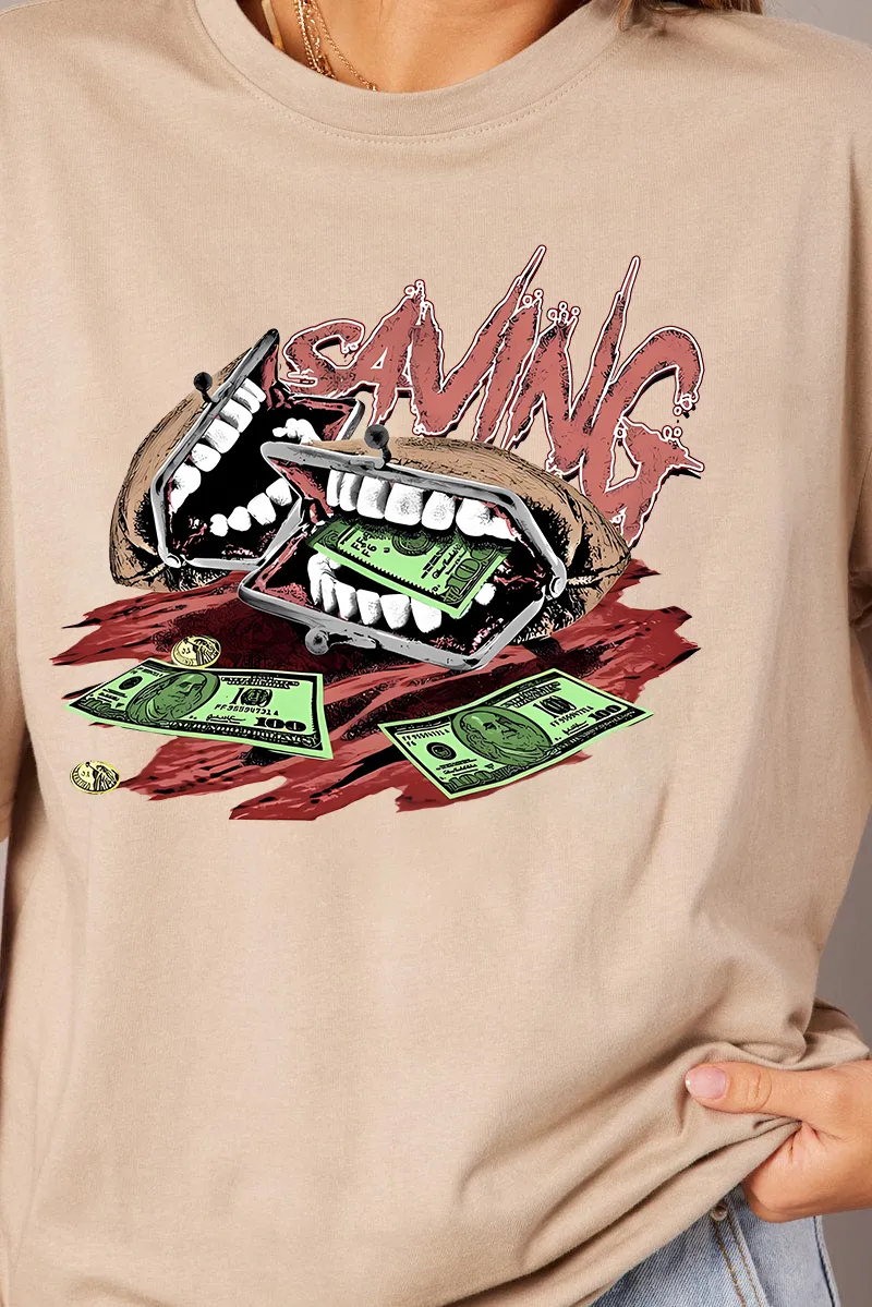 Women's Money Mouth Combination Printed T-shirt