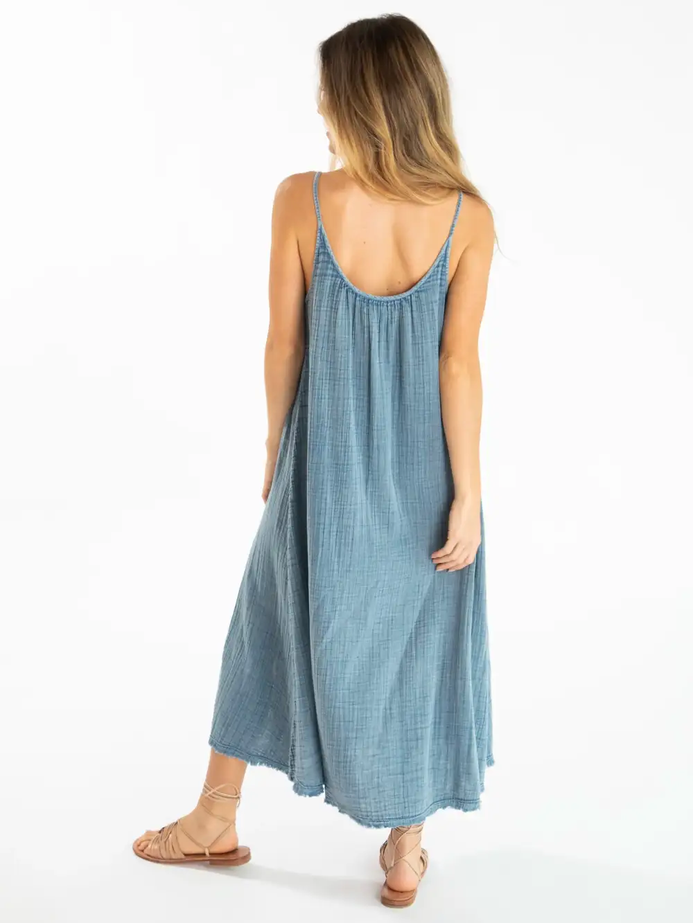 Cosette Embroidered Cotton Maxi Dress - Denim