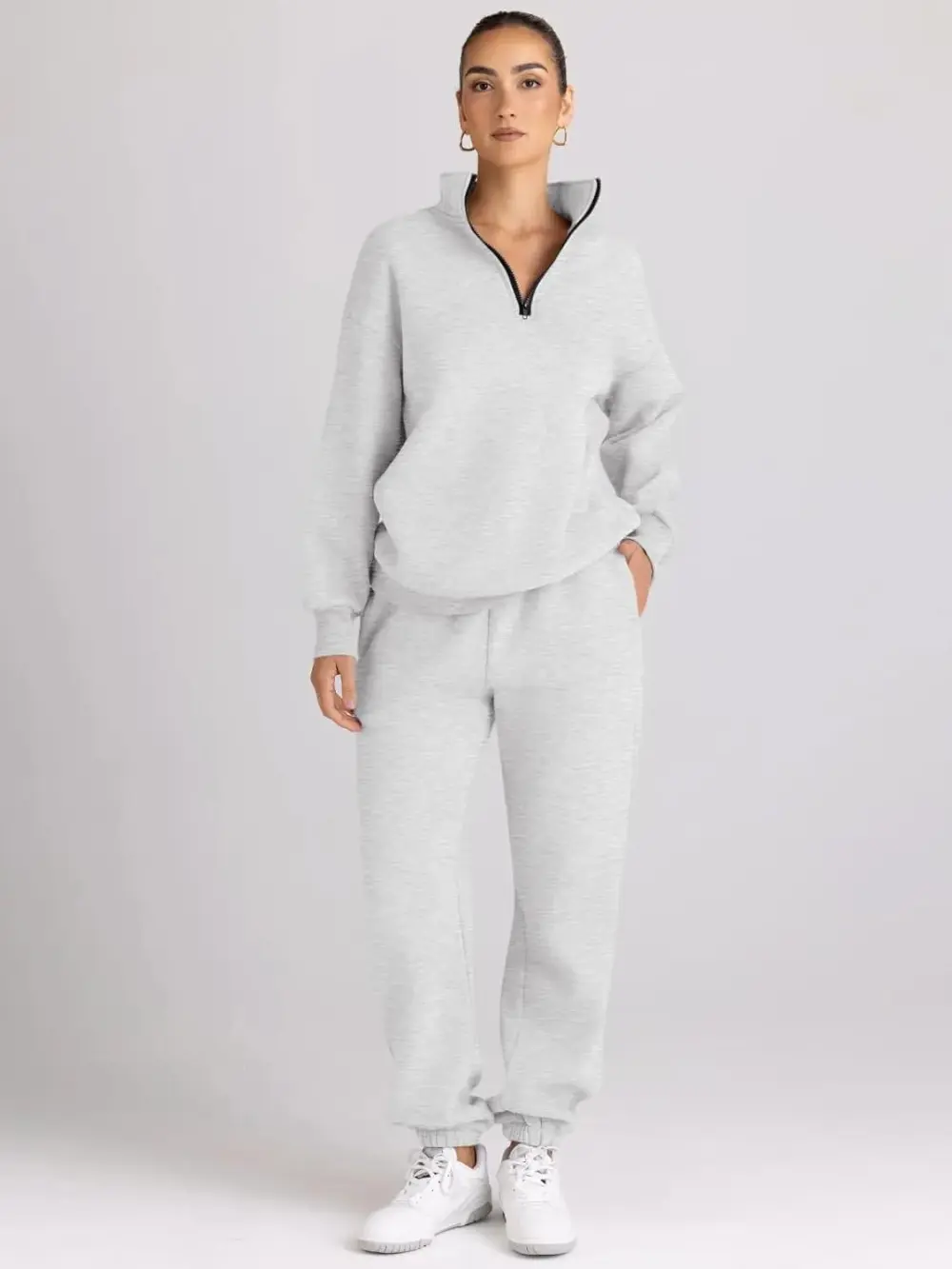 2 Piece Sweatsuits Long Sleeve Half Zip Pullover and Baggy Sweatpants