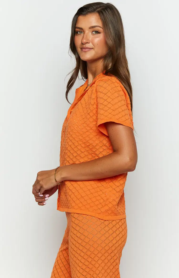 Zaida Orange Knit Top