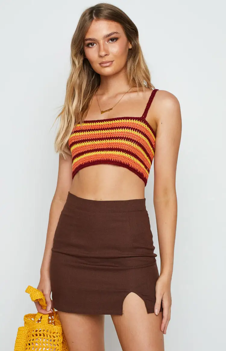 Nova Orange Crochet Top