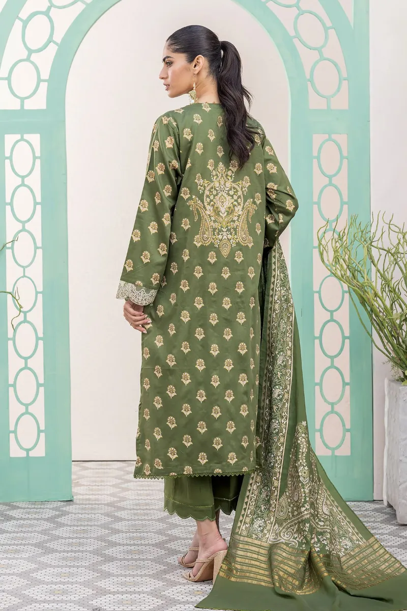 3 Piece Kurta Embroidered | Dupatta& Bottom & Tops | Color Green