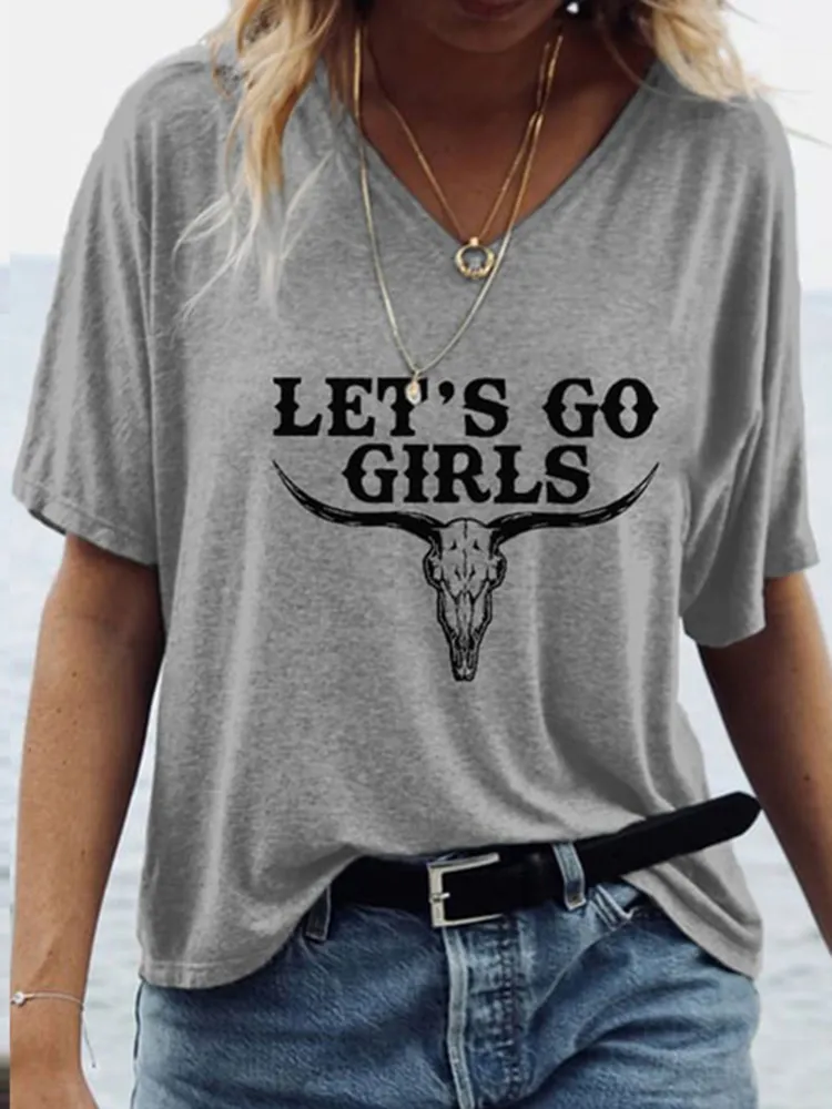 Western Let's Go Girls Casual T-Shirt