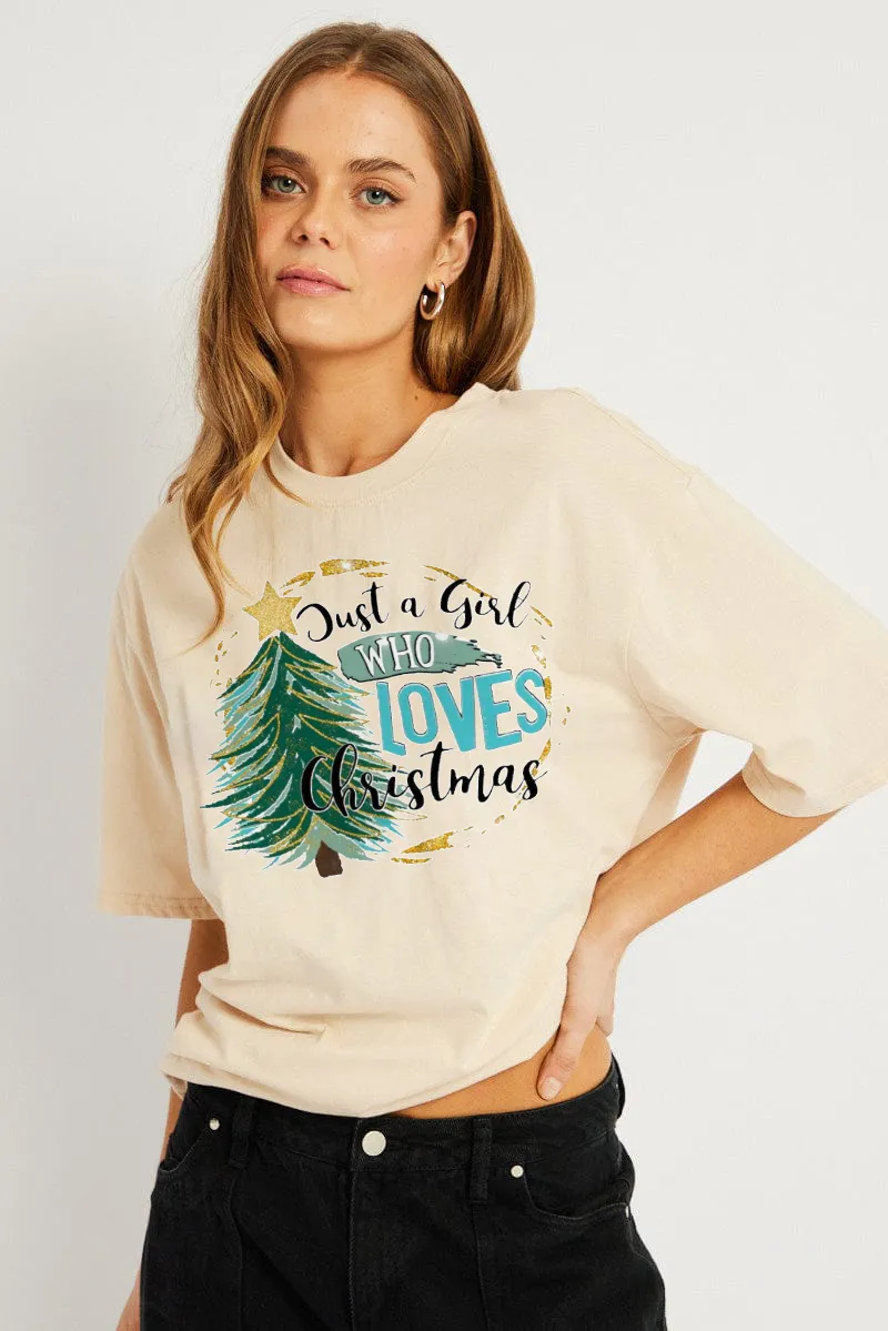 Women's Christmas Tree Printed T-shirt