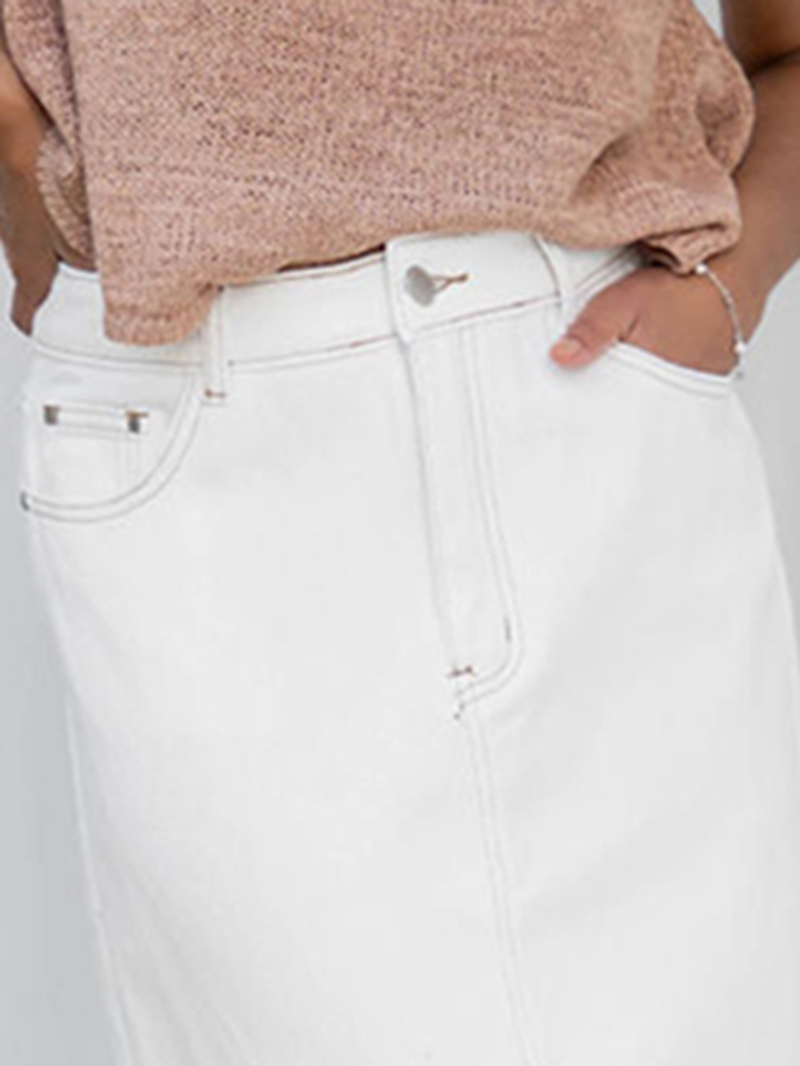 White  denim wash skirt