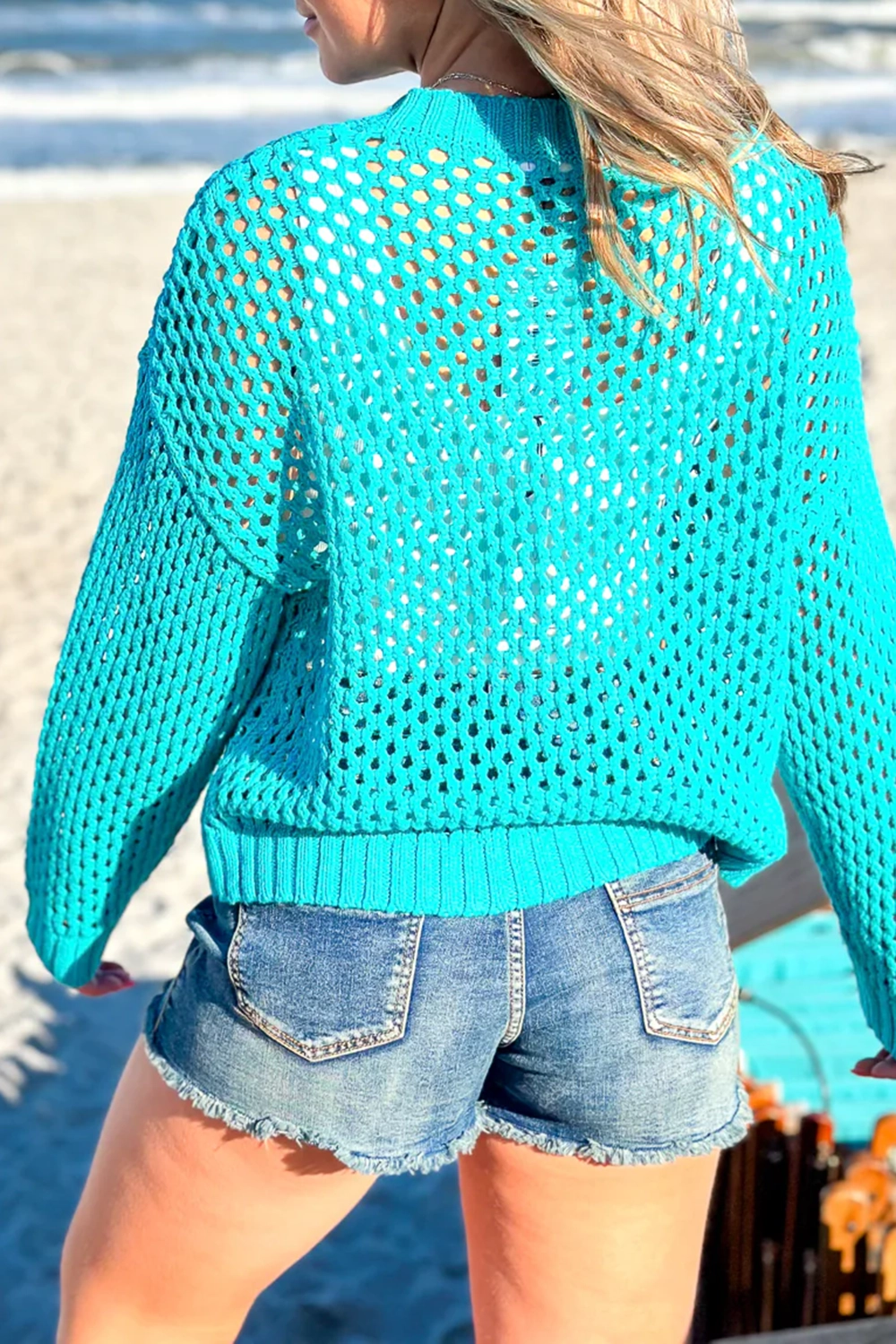 Green Open Knit Sweater