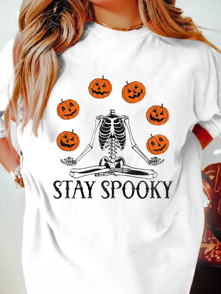 Stay Spooky Skeleton Pumpkin T-Shirt