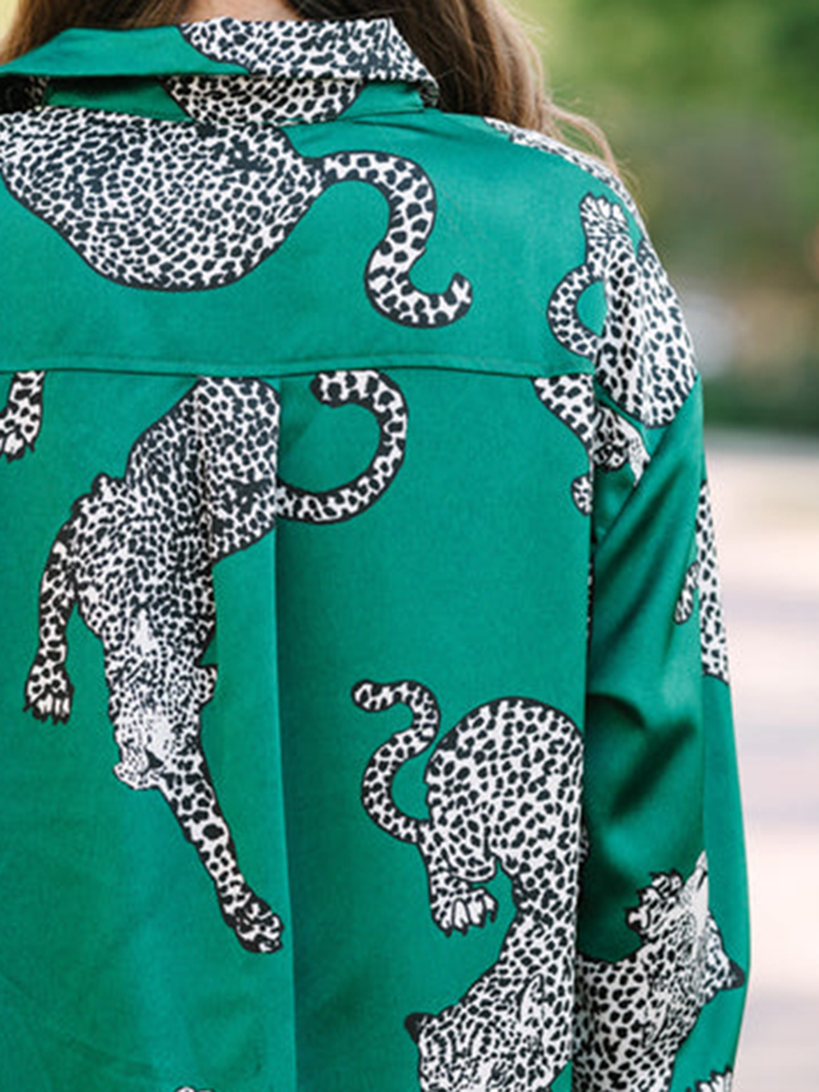 Green Leopard Blouse