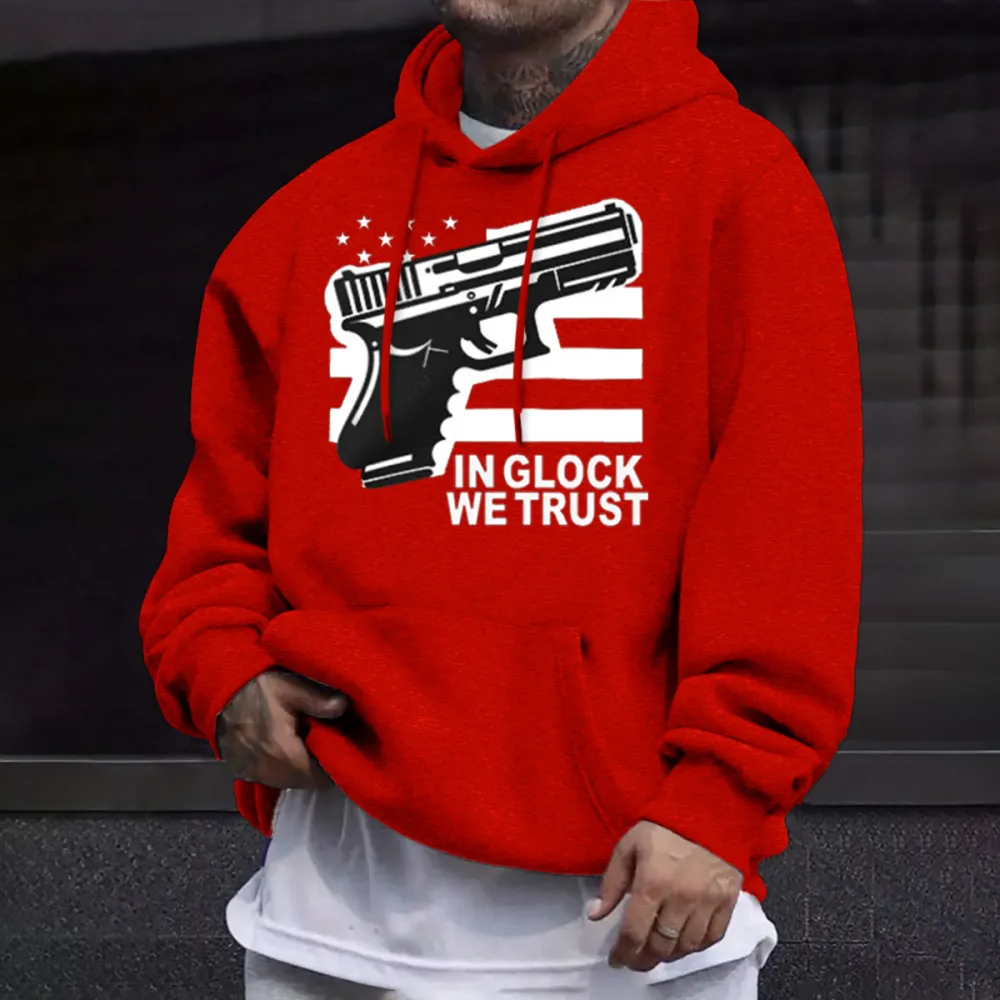 Mens In Glock We Trust  Hoodie,Long Sleeve, Size S-3XL