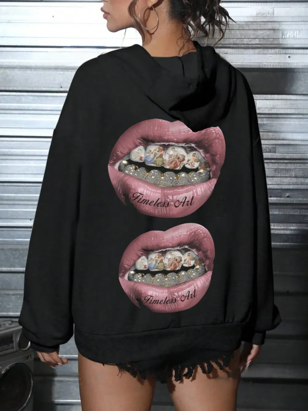 Y2K  Lips cry out in the street women's fashion hoodie