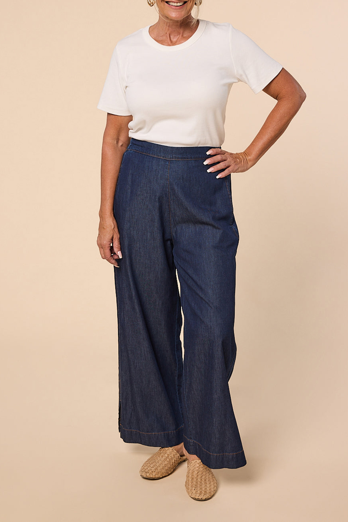 Camille Chambray Pant in Dark Wash