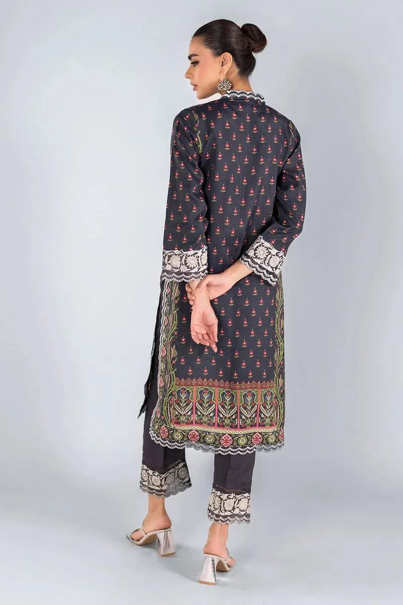 3 Piece Kurta Embroidered | Dupatta& Bottom & Tops | Color Black red