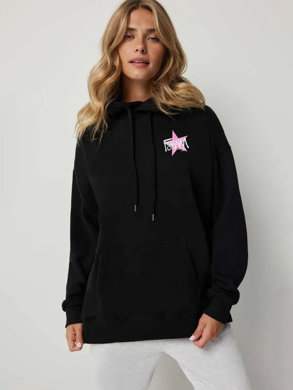 Oversized Long-Sleeved Hooded Star With Letter Fashion Sweatshirt