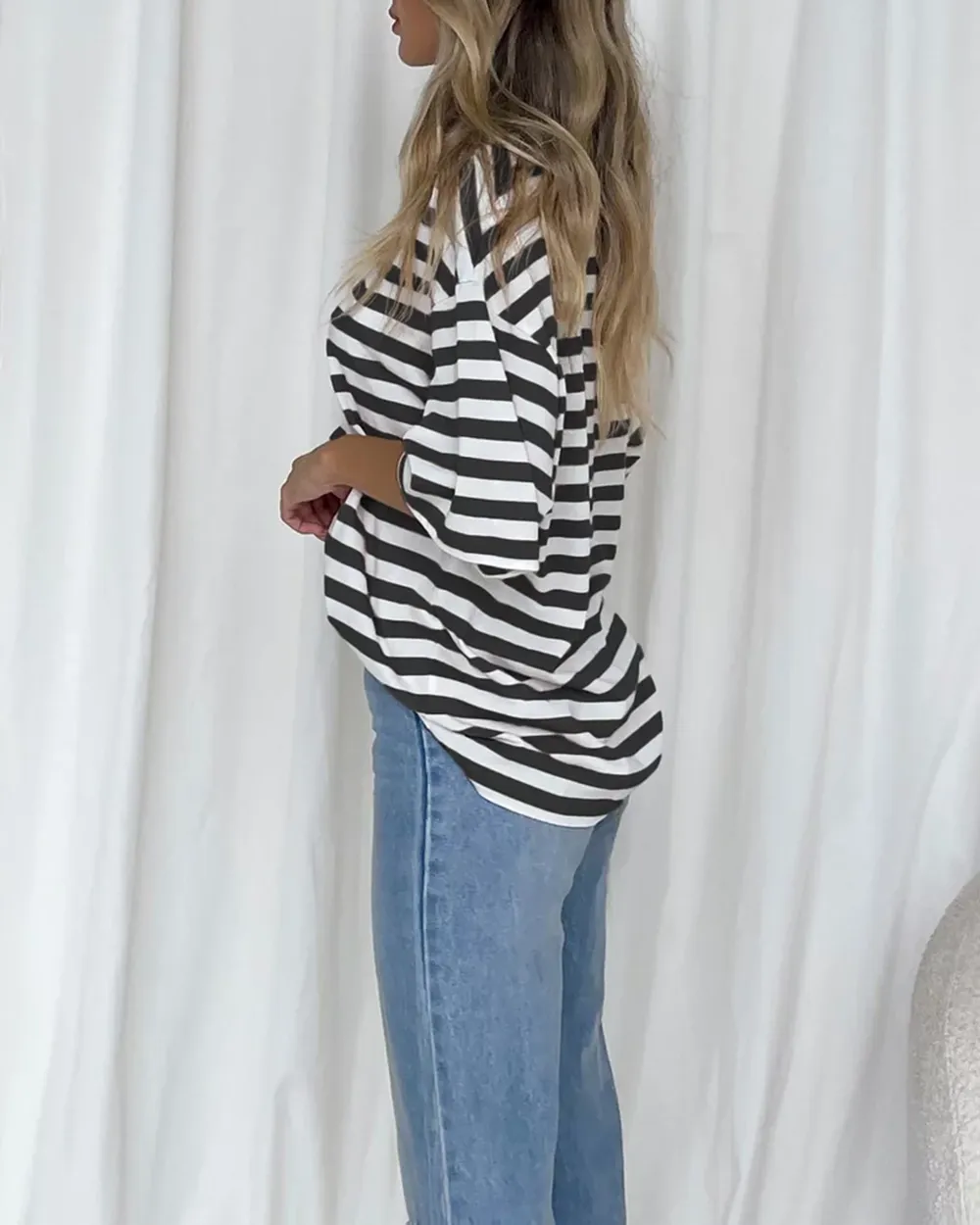 Nostalgia Stripe Oversized Boyfriend Tee