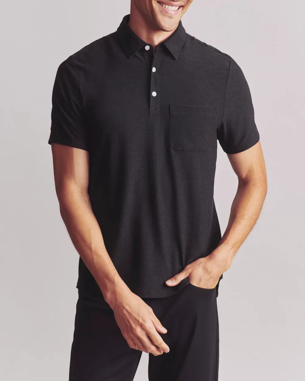 Black Casual Polo Short Sleeve Shirts