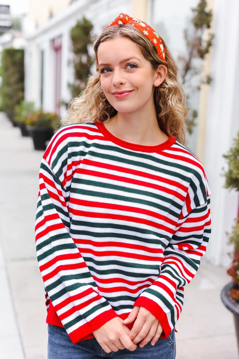 Red Snowman Christmas Top Knot Headband