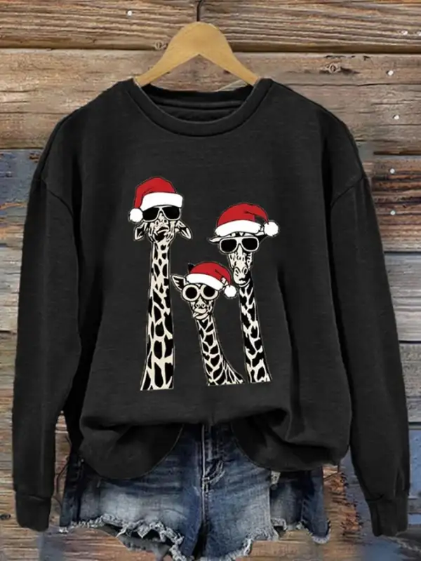 Women's Christmas Printed Crew Neck Sweatshirt