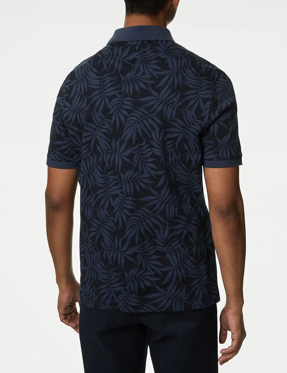 Pure Cotton Leaf Print Polo Shirt