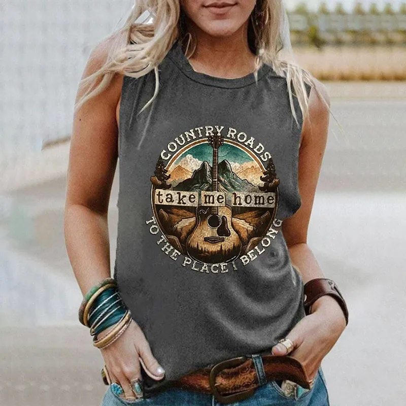 Country Roads Take Me Home To The Place Print Tank Top