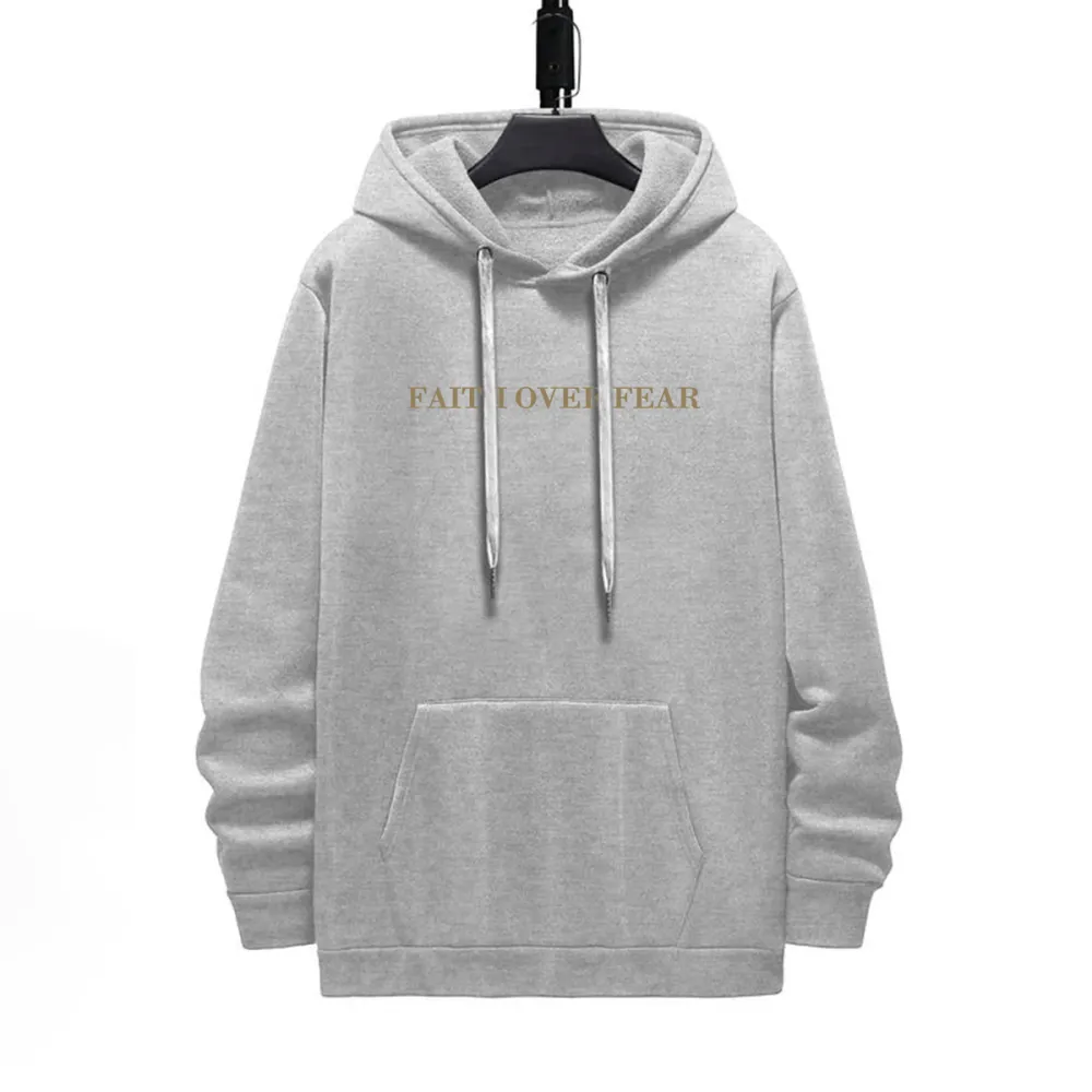 FAITH OVER FEAR PATTERN PRINTED HOODIE