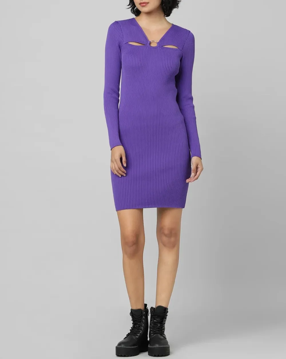 Purple Cut-Out Bodycon Dress