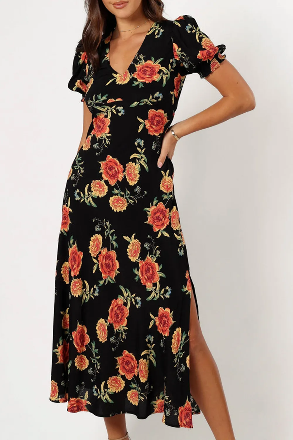 CHRISTINE MIDI DRESS - SUNSET FLORAL