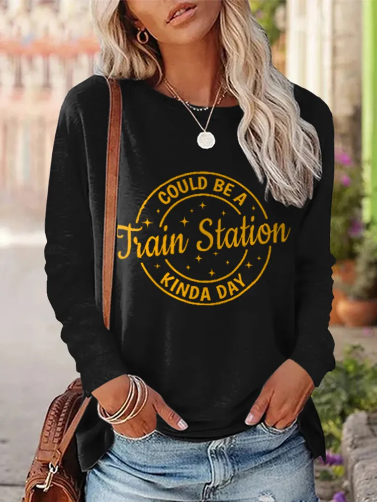 Western Letter Cow Printed Crew Neck T-Shirt