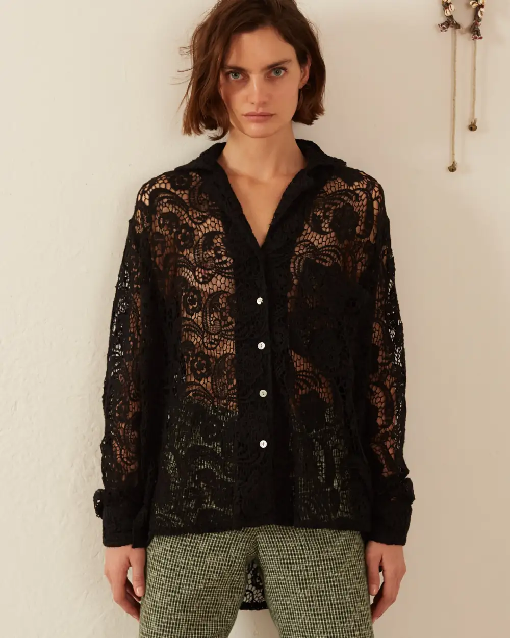 Patti Black Floral Lace Shirt