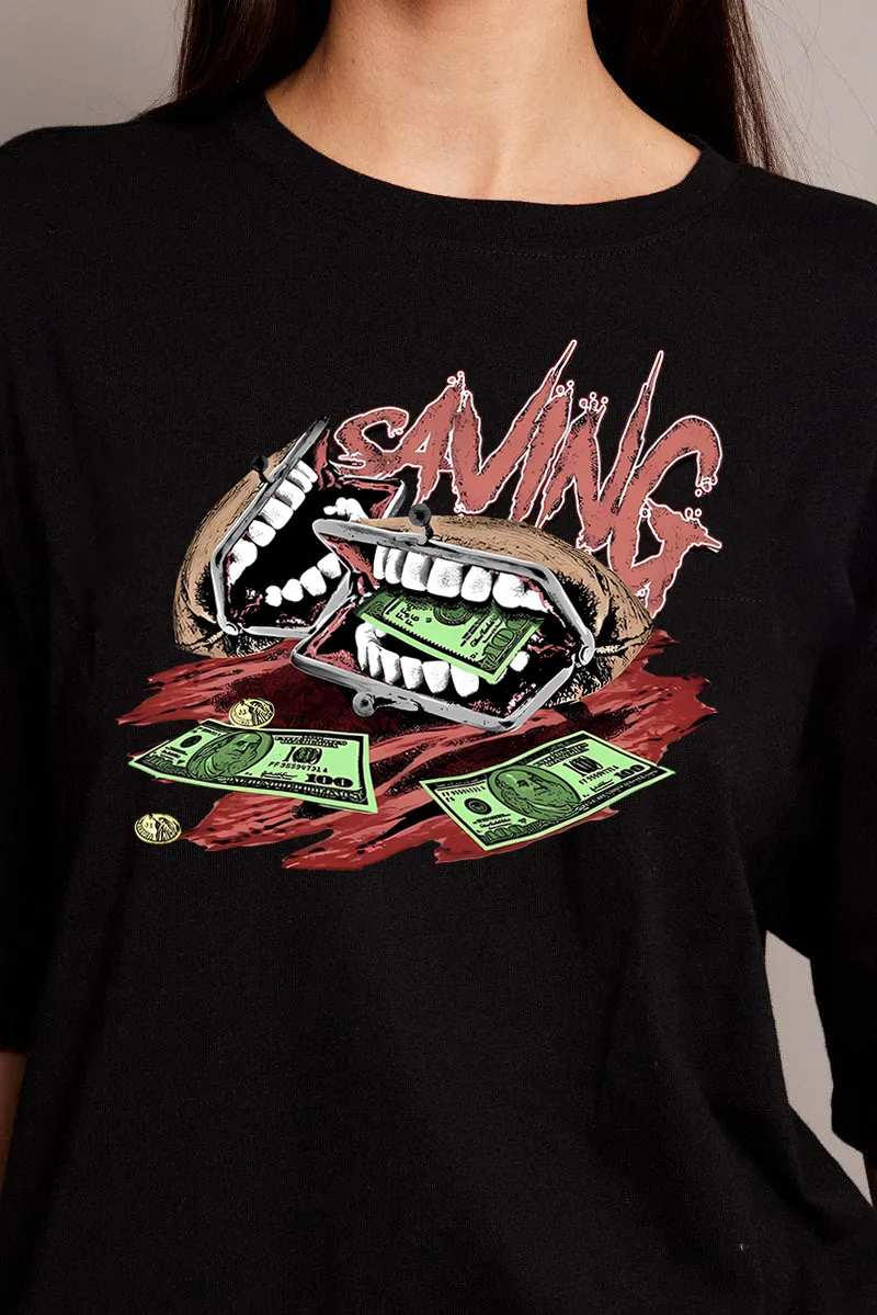 Women's Money Mouth Combination Printed T-shirt