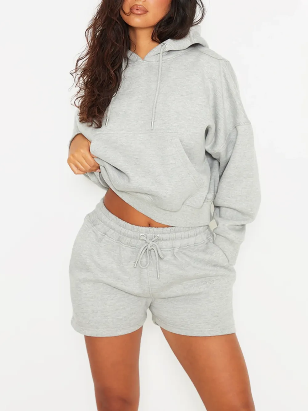 Grey Embossed Detail Hoodie