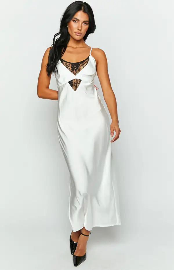 Elery White Contrast Midi Dress