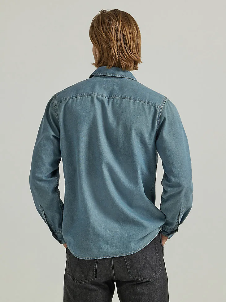 MEN'S ICONIC COWBOY WASH DENIM SHIRT IN LAKE WASH