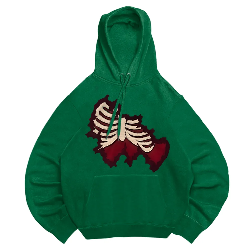 Hooded basic skeleton sweatshirt