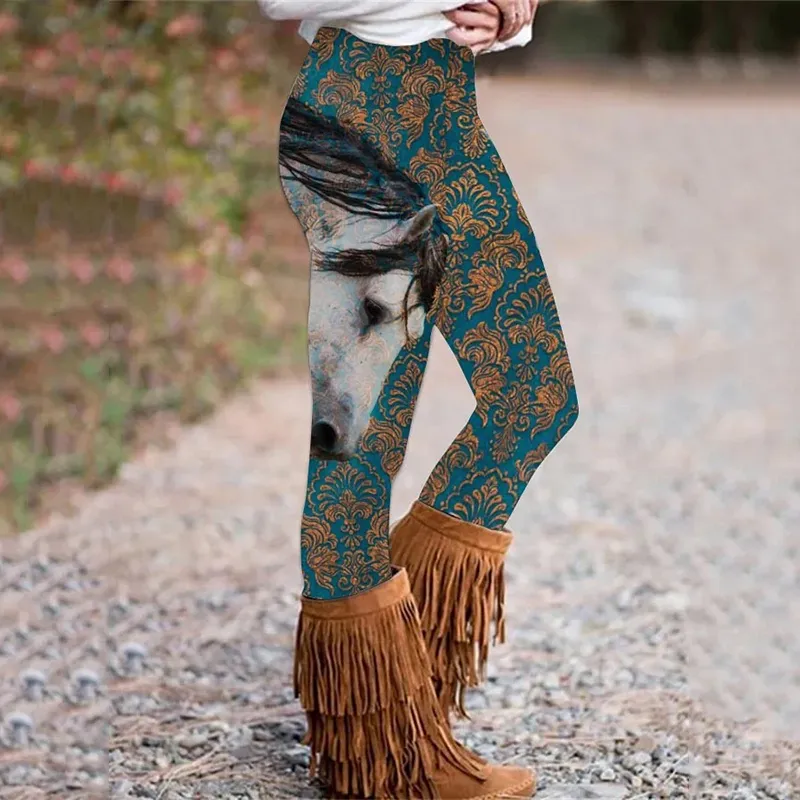 Women's Horse Silhouette Print Leggings