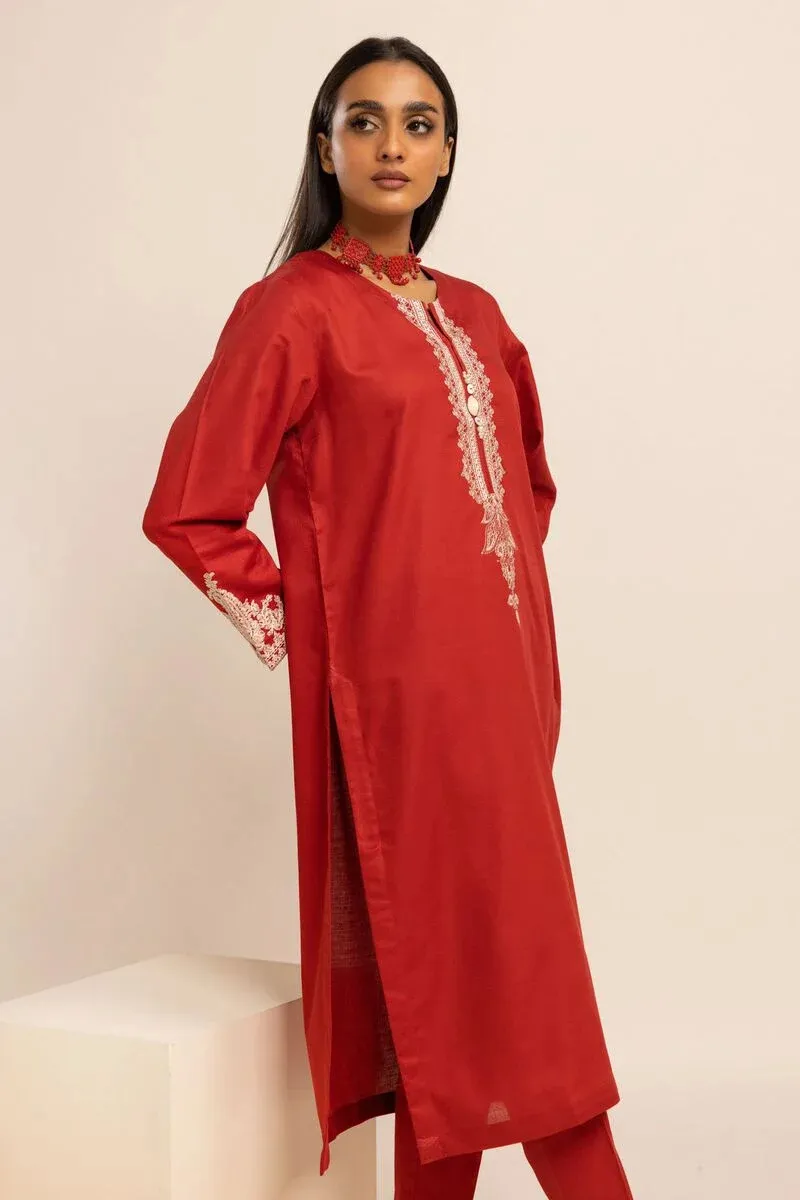 2 Piece | Kurta & Pants | Color Red