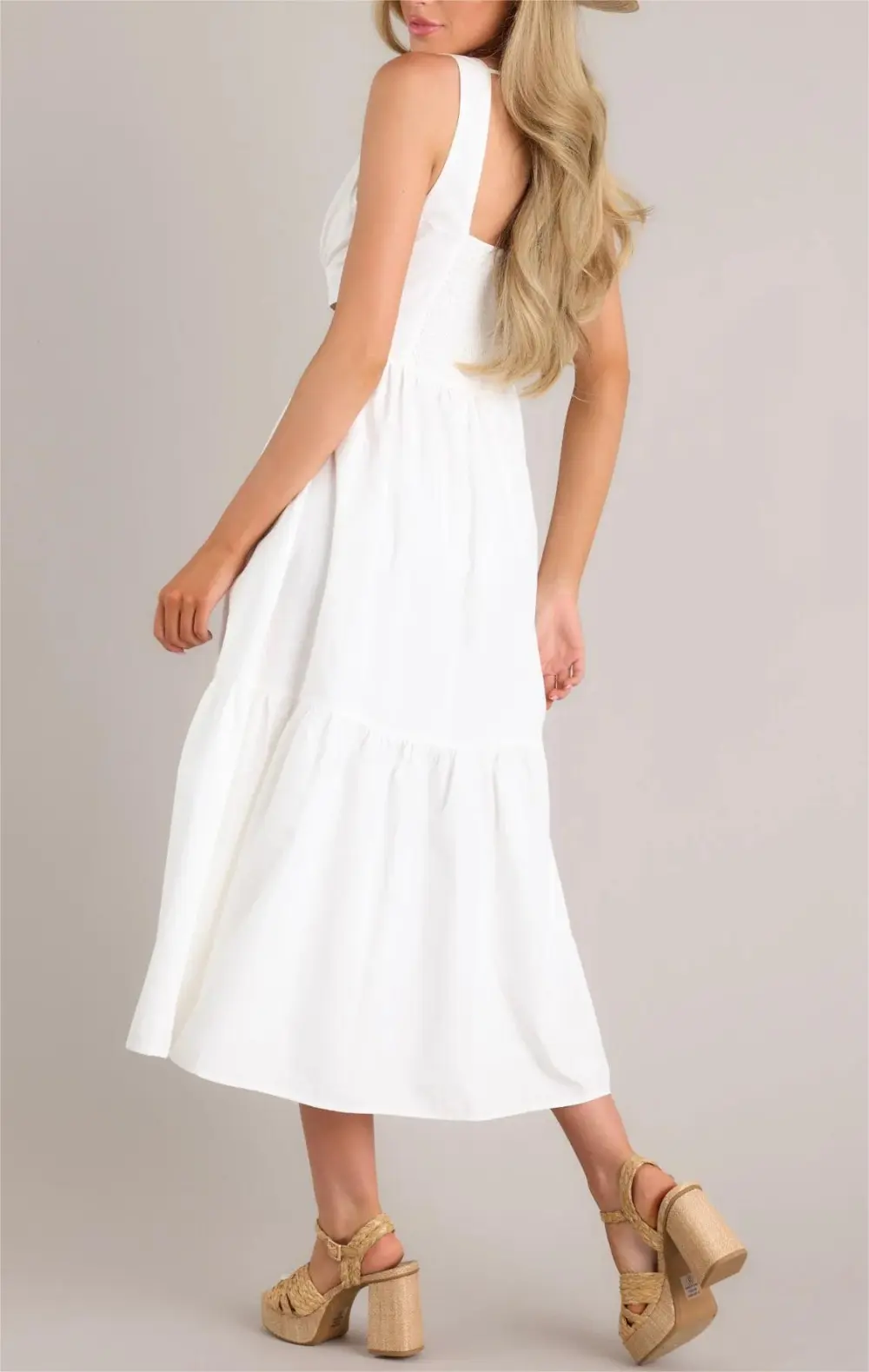 BE GOOD TO ME WHITE CUTOUT MIDI DRESS