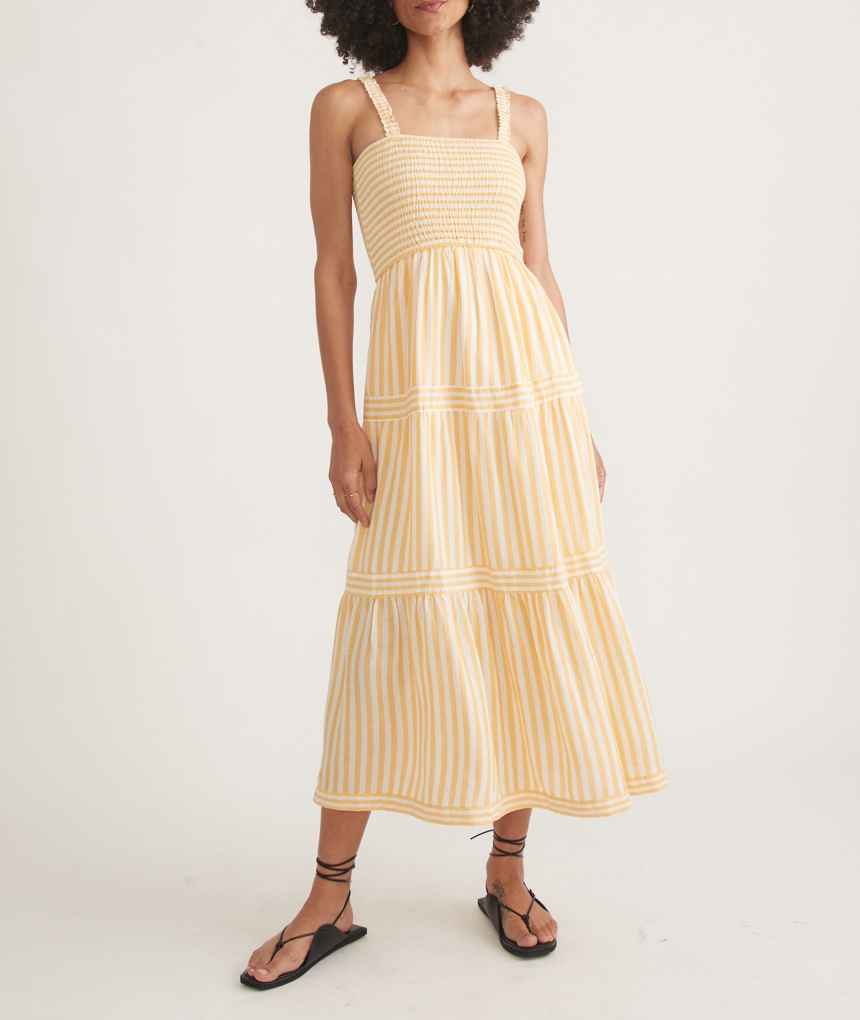 Golden Yellow Stripe Maxi Dress