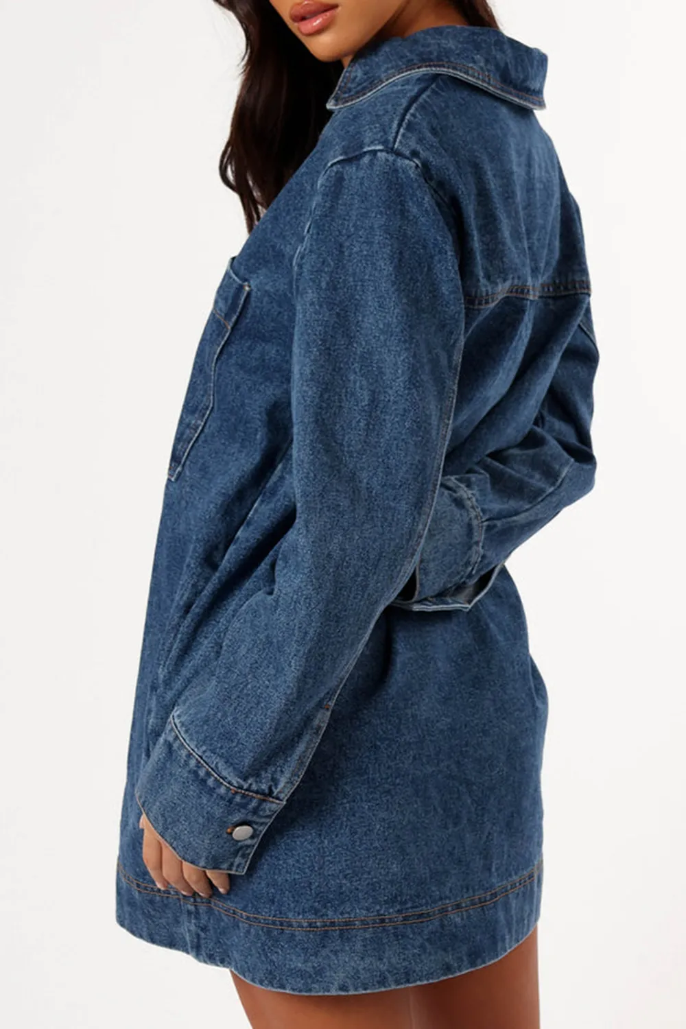 TARA LONG SLEEVE DRESS - DENIM