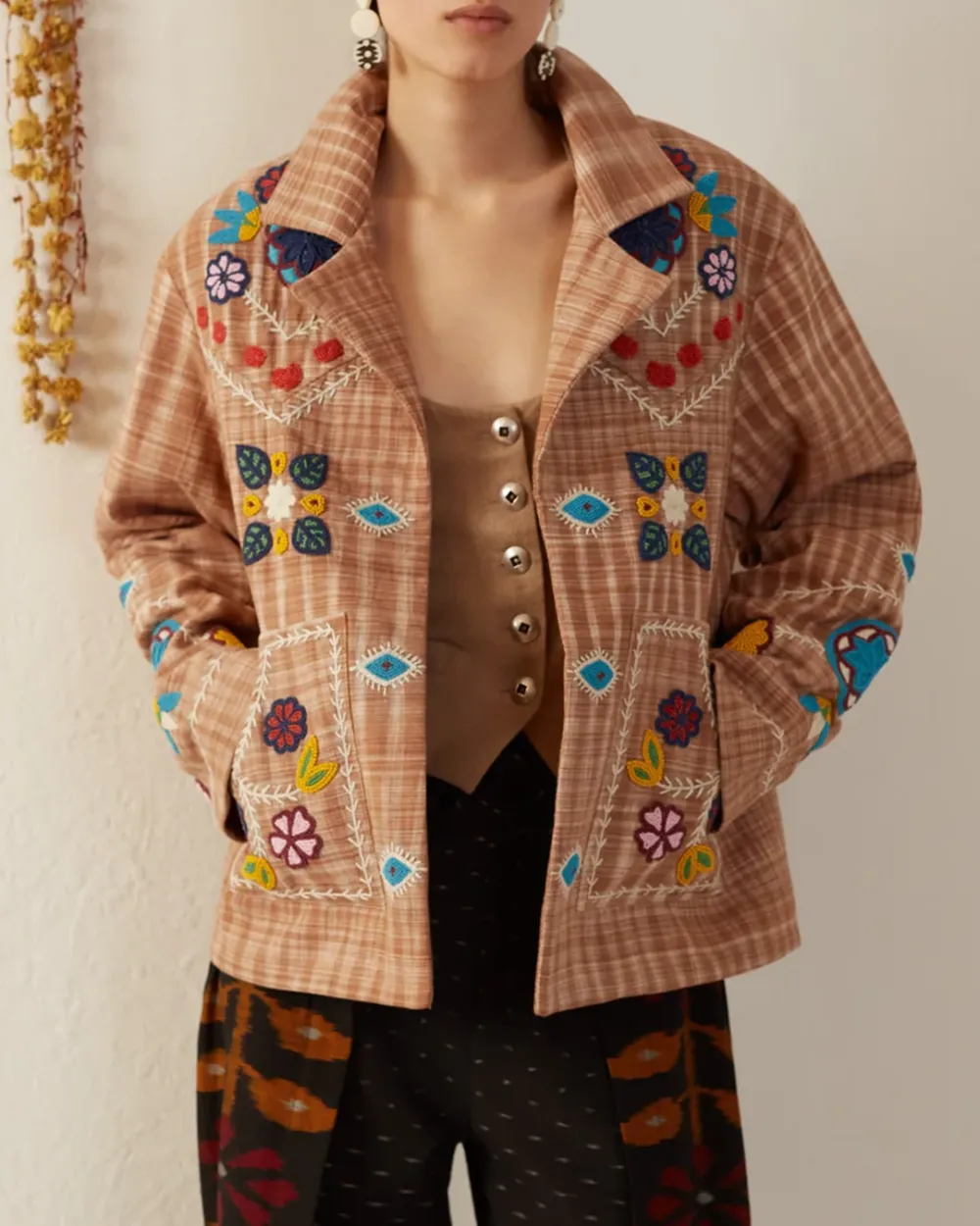 Western Tan Embroidered Jacket