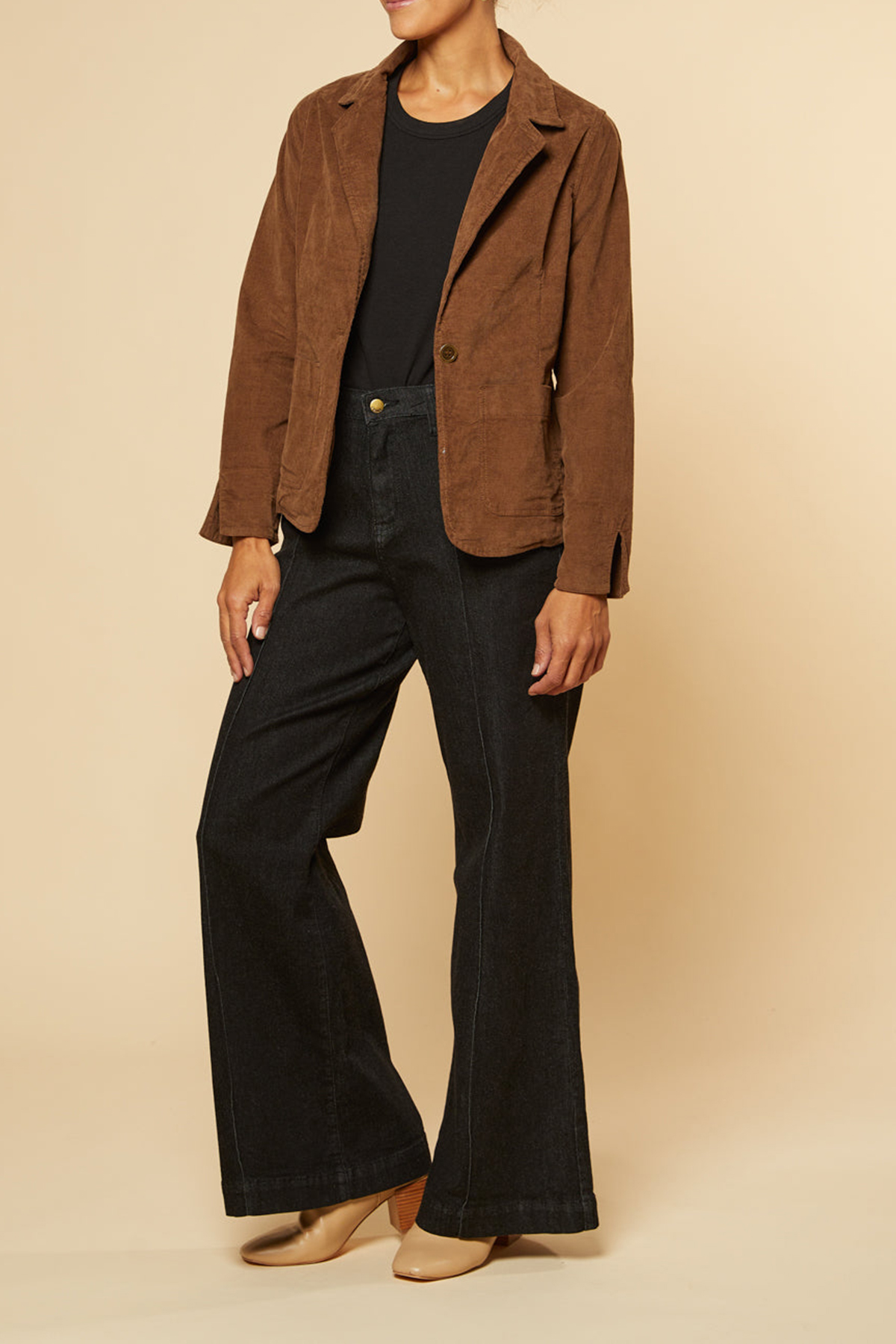 Adrift Relaxed Brushed Cotton Blazer In Chocolate