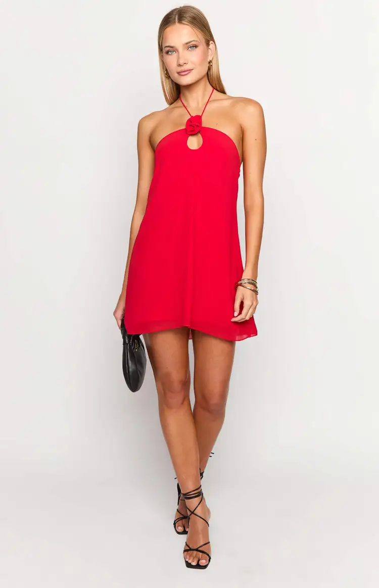 Ashlin Red Halter Mini Dress