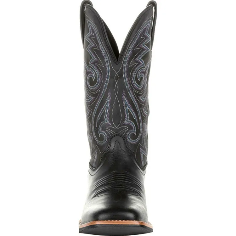 Western Tall Vintage Embroidered Broad Toe Cowboy Boots