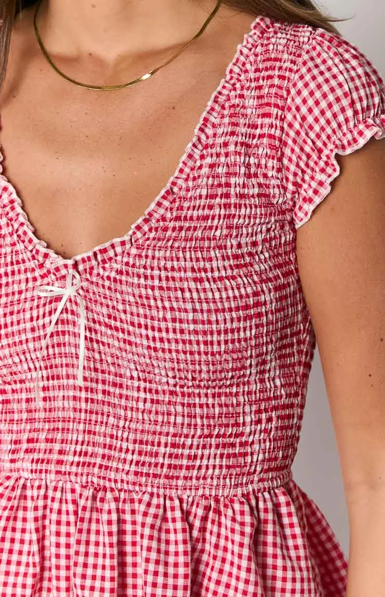 Raldo Red Gingham Playsuit