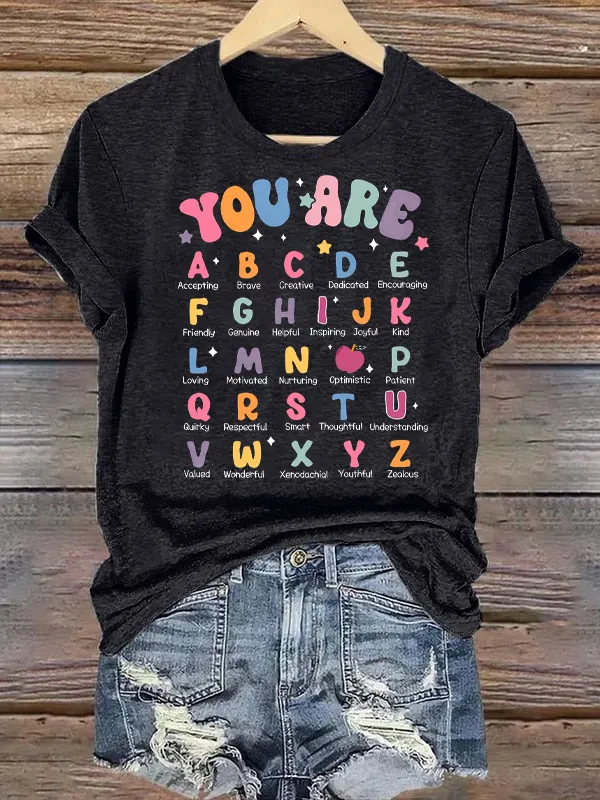 Teacher Affirmation Alphabet Positivity Back To School Comfort Tee