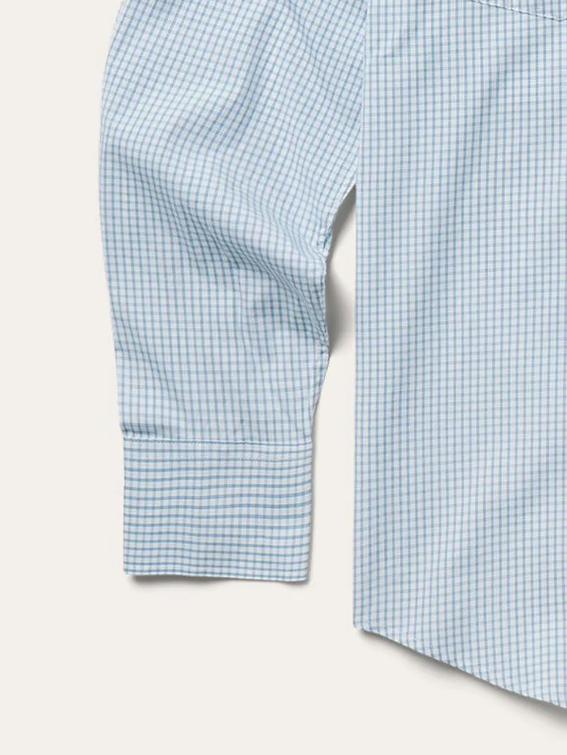 Blue Two Stripe Check Western Shirt