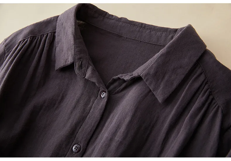 Simple cotton linen long-sleeved shirt