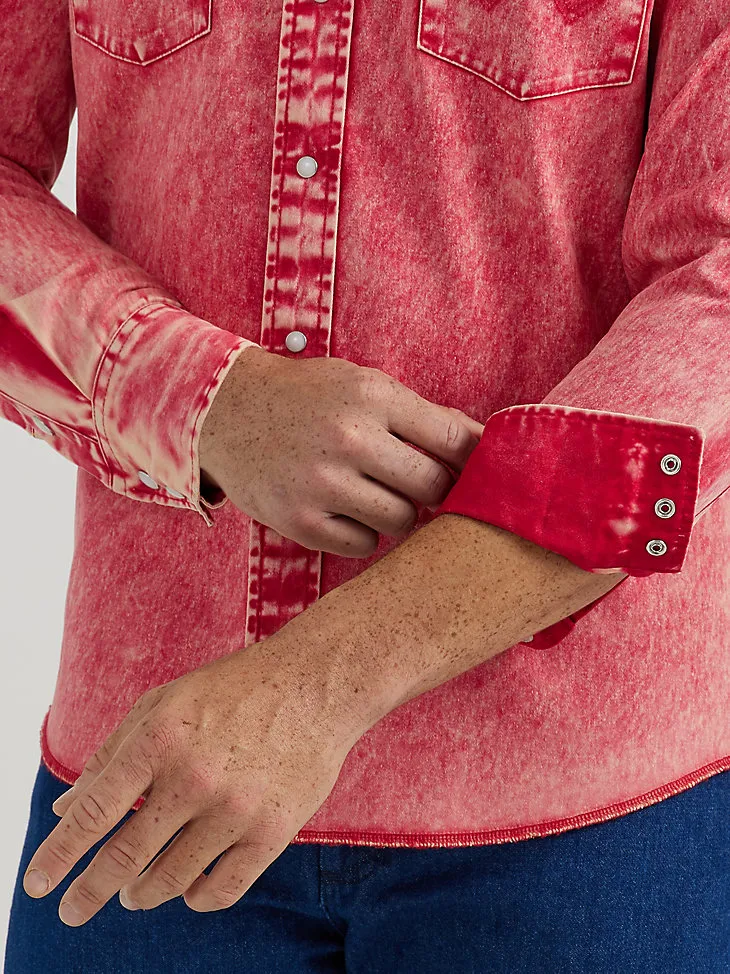 VINTAGE-INSPIRED WESTERN SNAP WORKSHIRT IN RED BURN