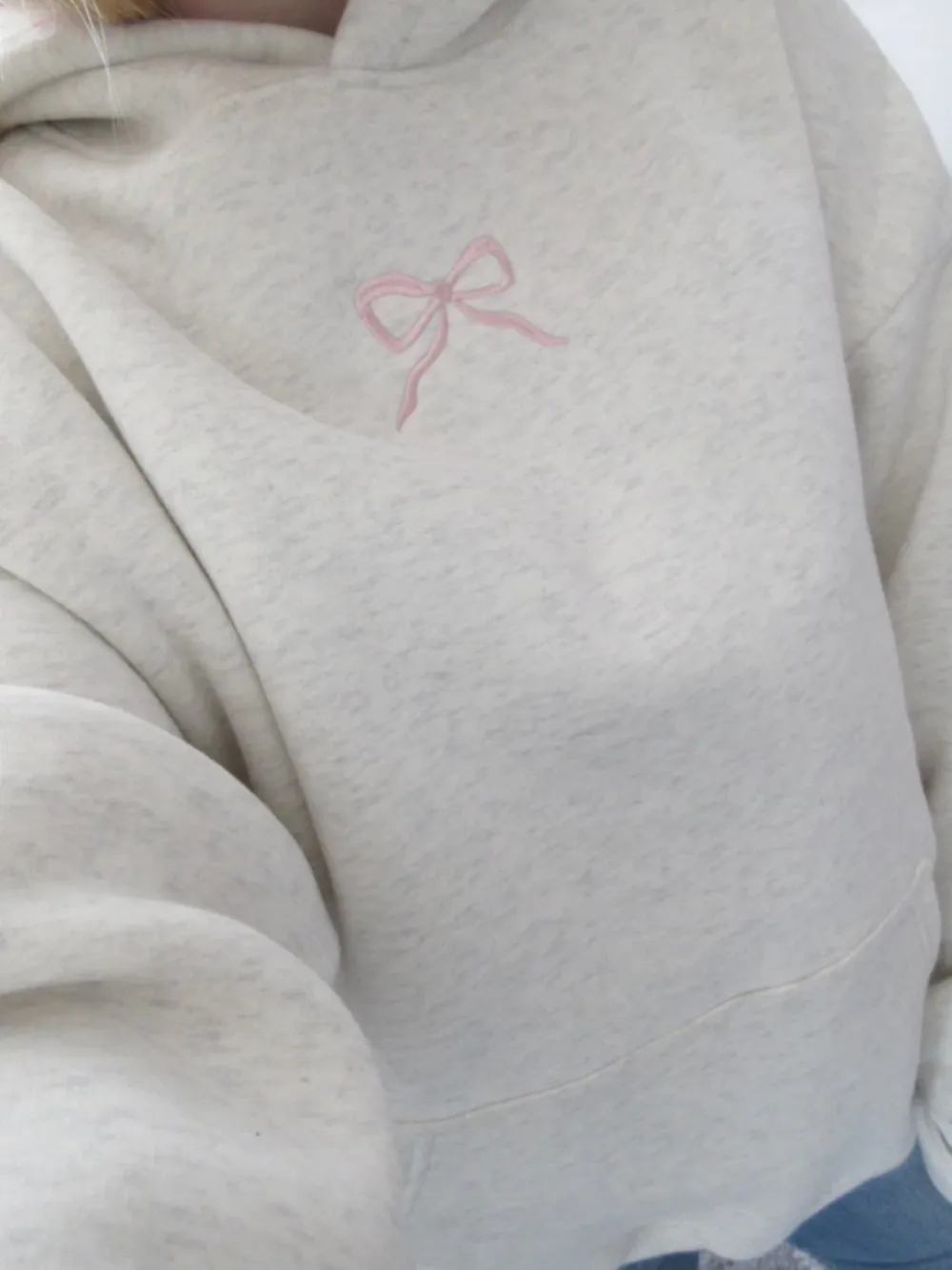 Embroidered Bow Printed Hoodie