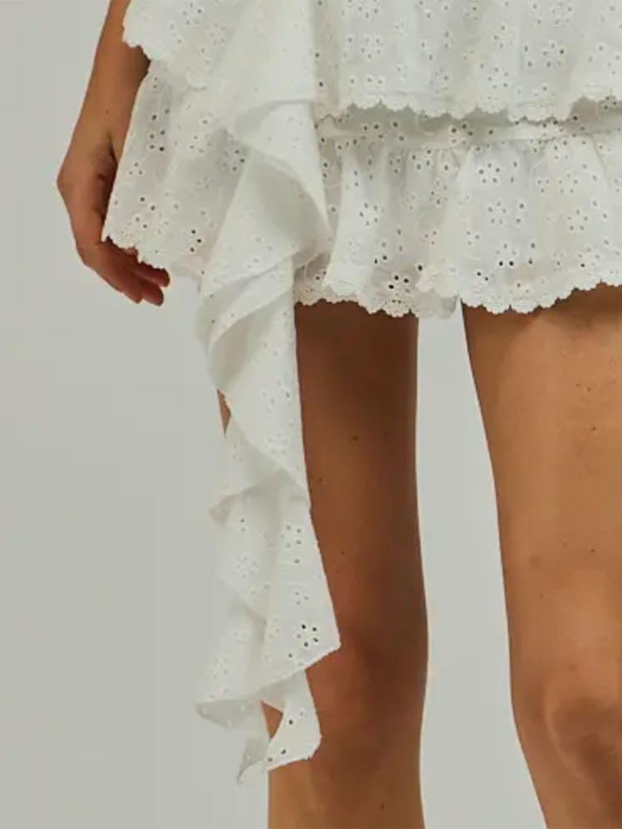 Dallas Eyelet Lace Ruffle Skirt